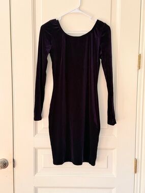 Design Lab Lord & Taylor Long-Sleeve Velvet Dress - Deep Purple